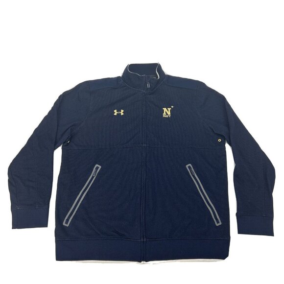 USNA‎ Navy Midshipmen Jacket Men's XL Blue Under Armour Full Zip Cold Gear - Picture 1 of 11